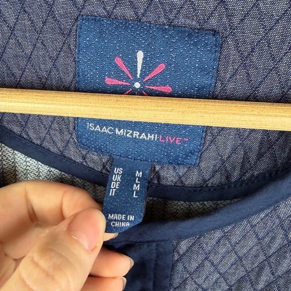 Isaac Mizrahi Live Quilted Snap Front Jacket Medium Blue Comfy Fall Layering - Picture 6 of 10